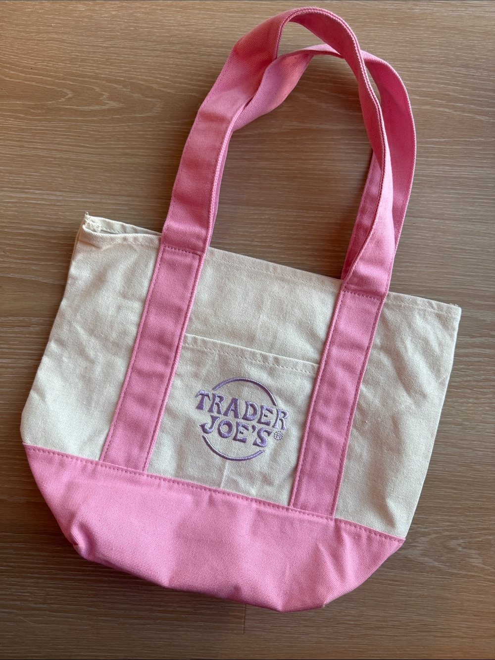 Trader Joe's Pink & Cream Canvas Tote